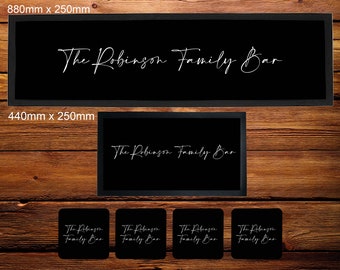 Personalised Bar Runner/Bar Mat/Beer Mat Barware for Man Cave or Home Bar, Ideal Gift For Him/Her Fathers Day, Valentines