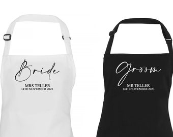 Personalised Custom Wedding Day Apron, Bride & Groom Matching Wedding Bib, Ideal Gift Bride, Wedding Dress Protector