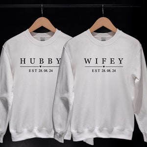 Marito personalizzato, maglione mogliettina, felpa personalizzata per coppie abbinate, maglione sposato, marito e moglie luna di miele, regalo ideale per il matrimonio