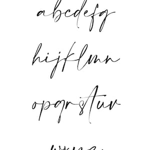 May include: A handwritten font alphabet in lowercase letters. The letters are written in a cursive style.