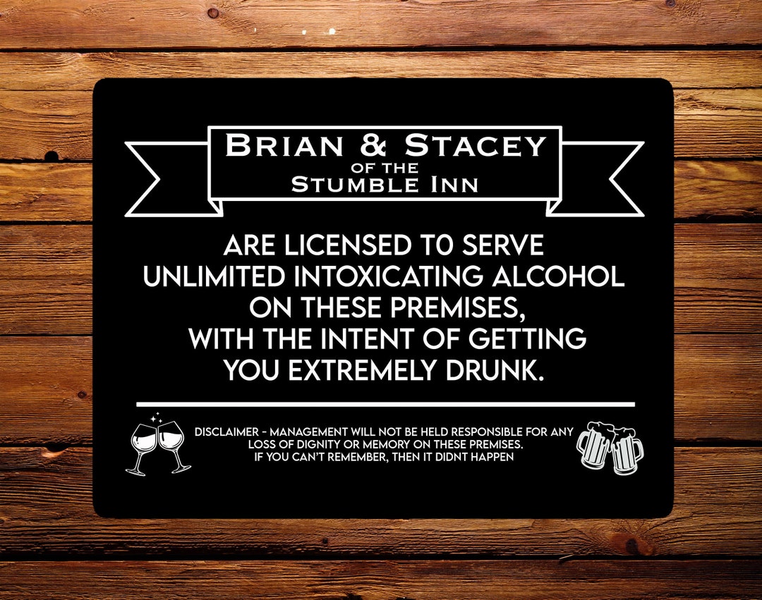 Personalised Funny Home Bar mancave License Sign Aluminium Etsy UK Personalised Funny Home Bar mancave License Sign Aluminium Etsy UK