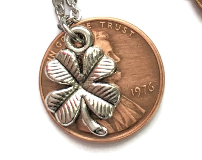 1959-2008 Lucky Lincoln Penny with 4 Leaf Clover Necklace Jewelry - Birth Year Gift - Pennies from Heaven - Handmade