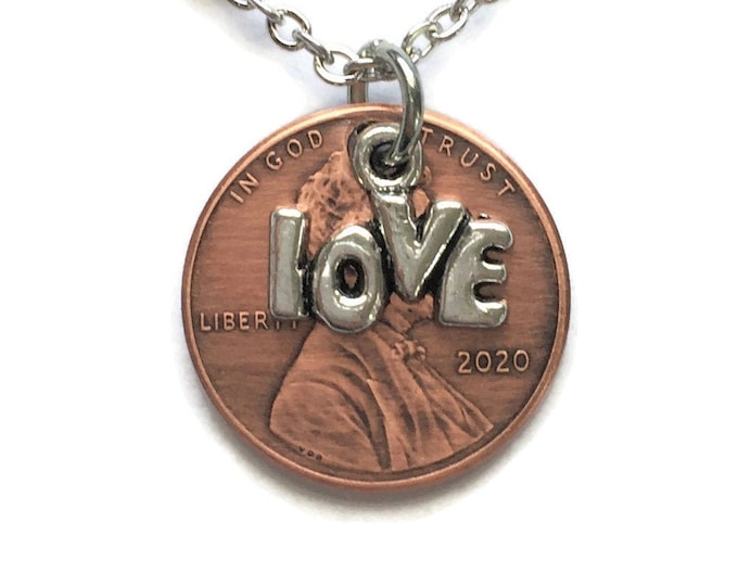 2010-2022 Handmade Lucky Lincoln Penny Love Necklace - OOAK Jewelry - Pennies from Heaven - Birth Year - Anniversary Stainless Steel Copper