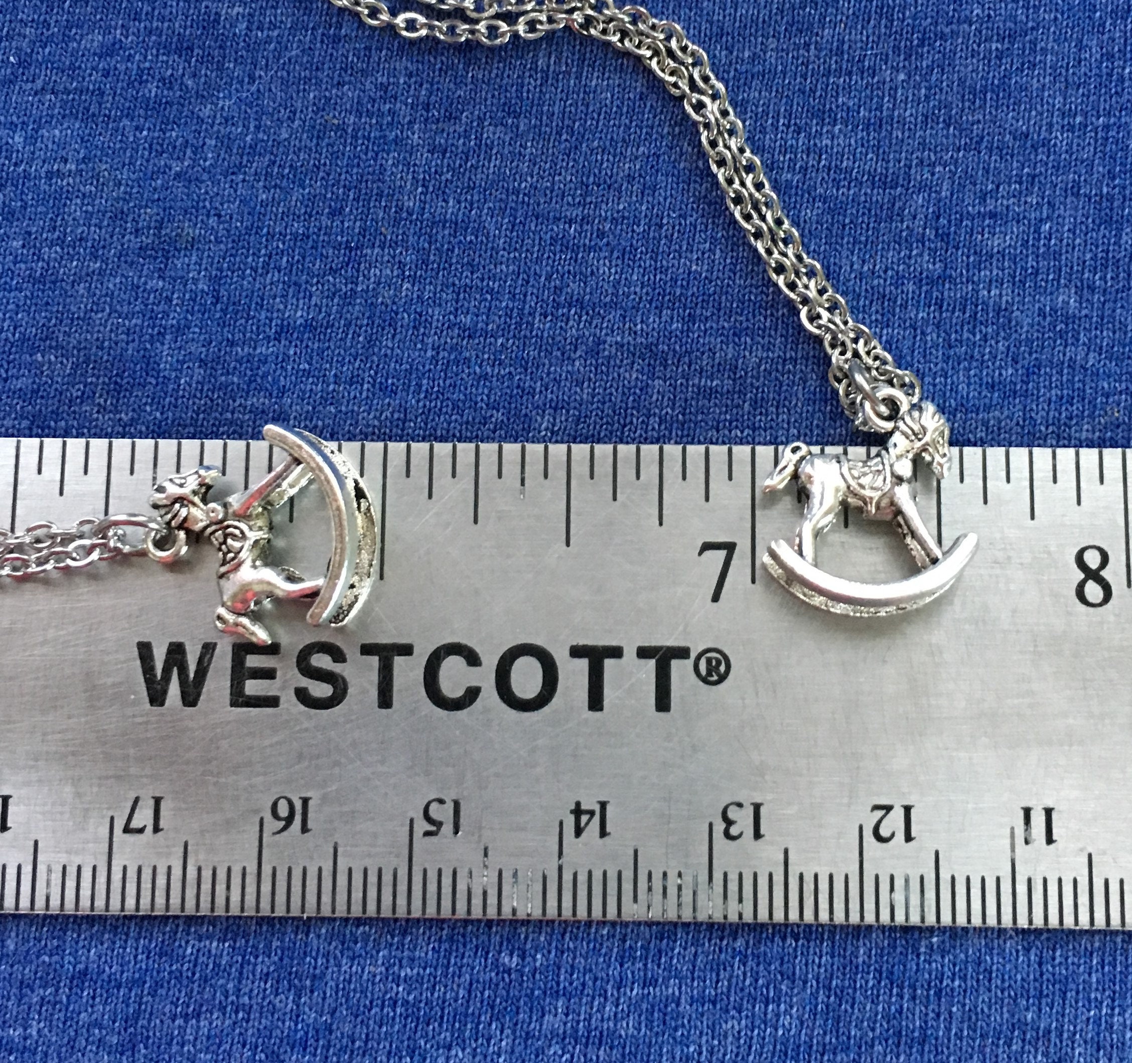 Rocking Horse Necklace on Stainless Steel 18 Cable Chain Tibetan Silver