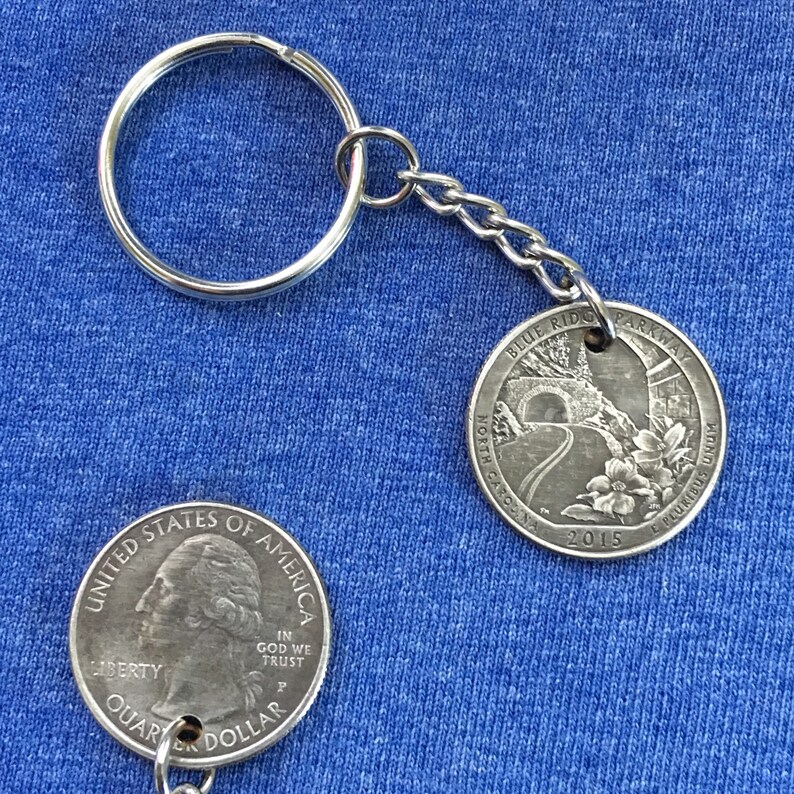 2015 North Carolina Quarter Keychain Handmade Blue Ridge Etsy