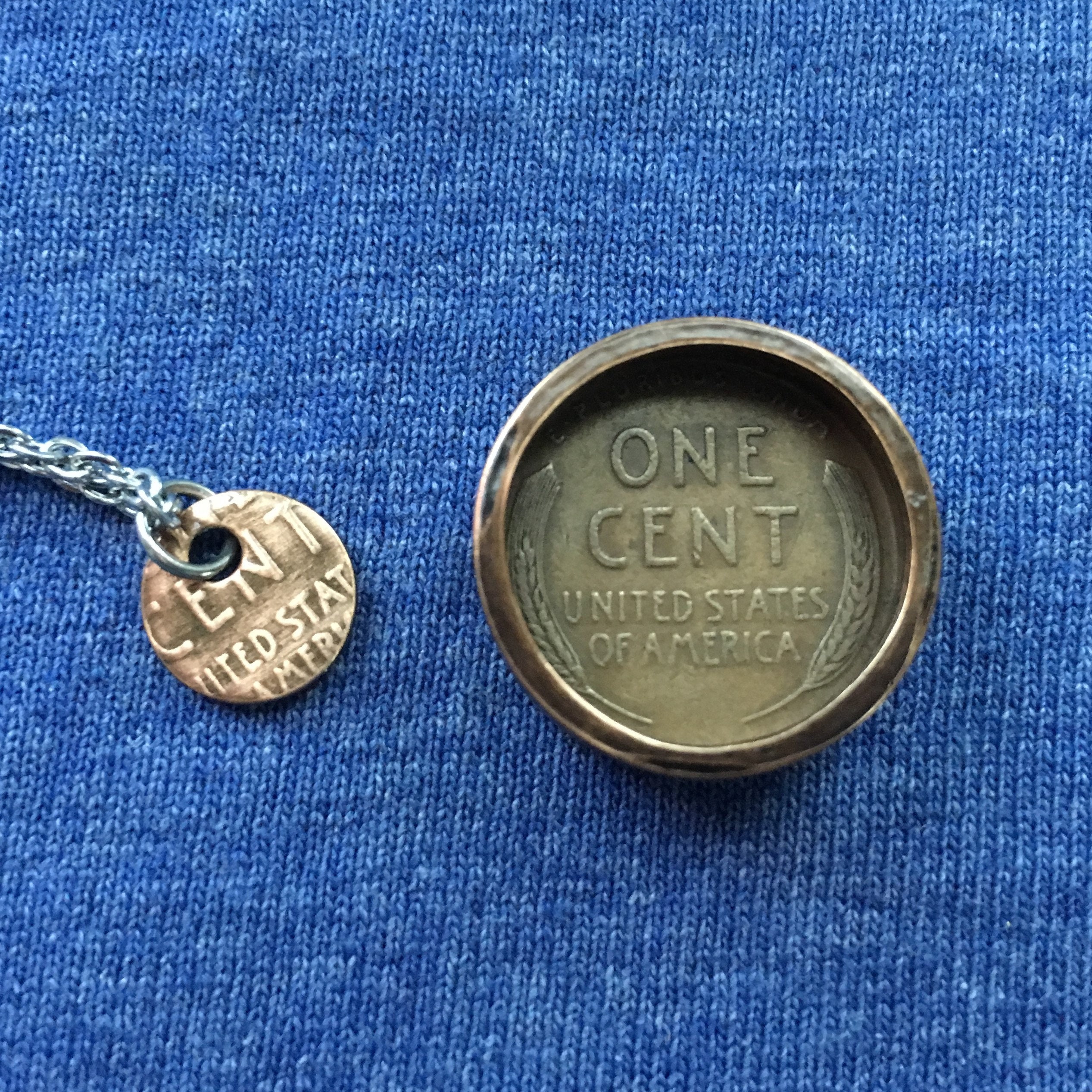 1953 US Copper Wheat Penny Antique Coin Ring Sealed ...
