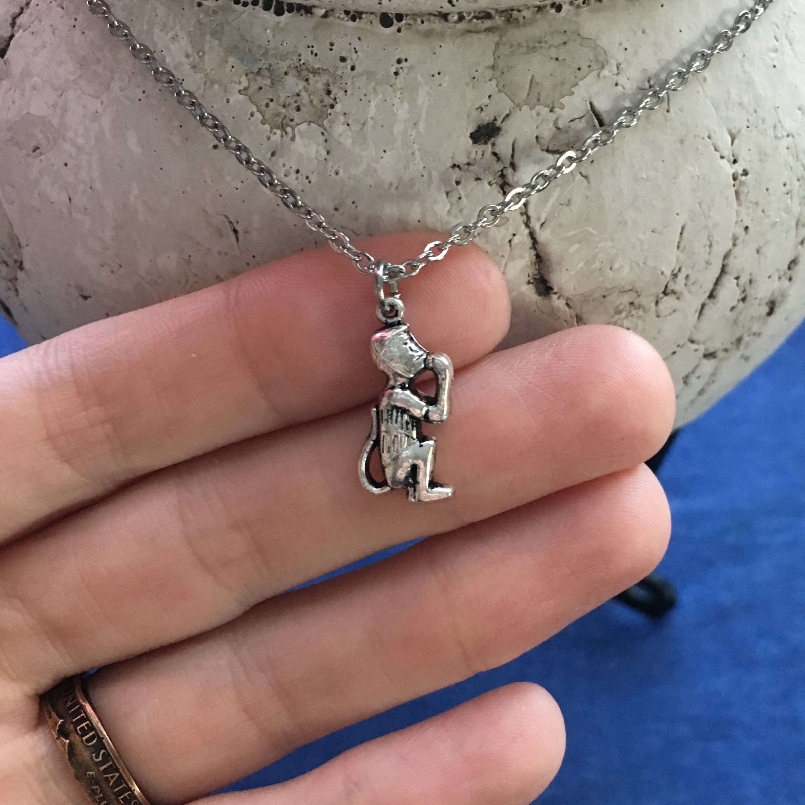 Monkey Necklace on Stainless Steel 18 Cable Chain Tibetan
