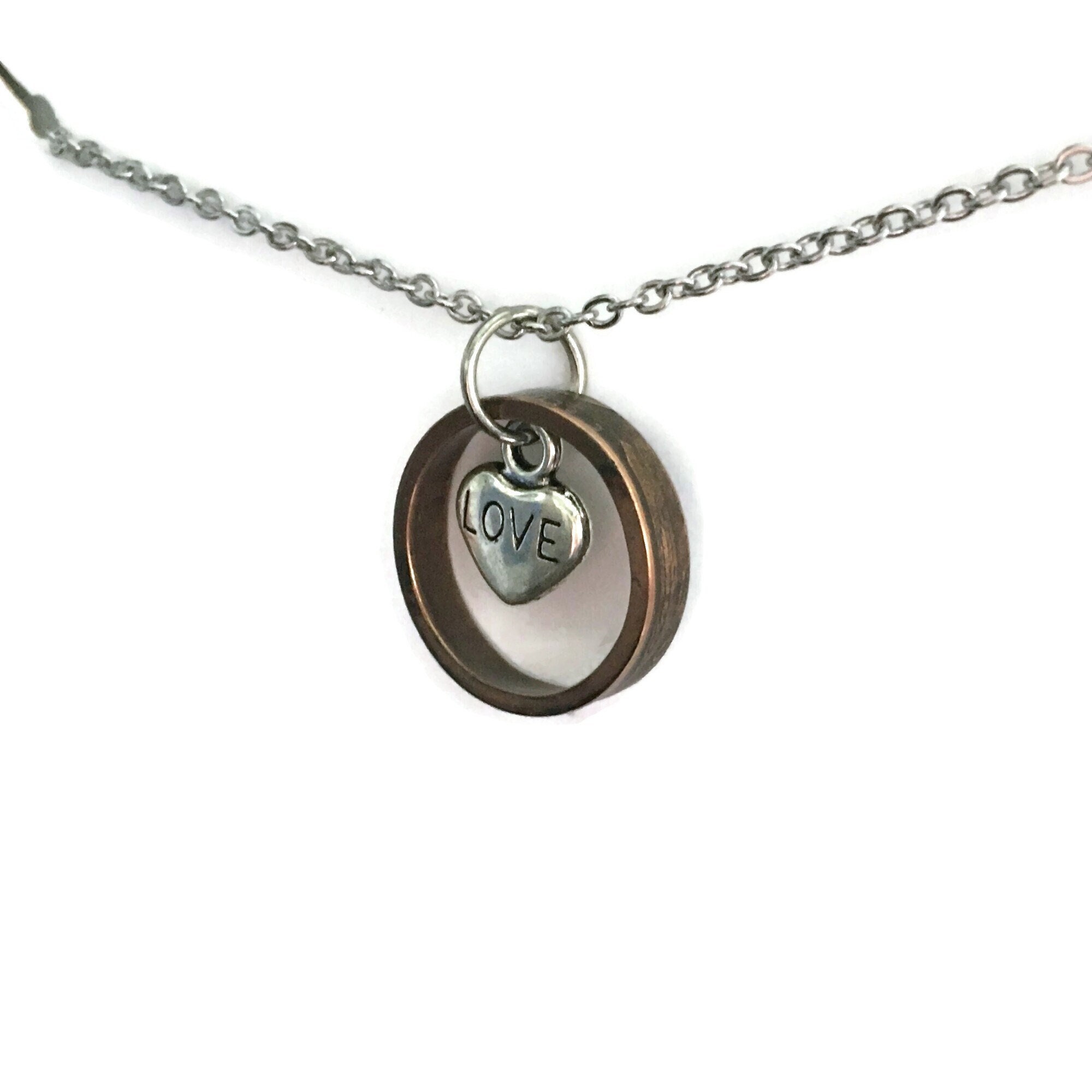 Copper Wheat Penny Coin Ring Necklace 
