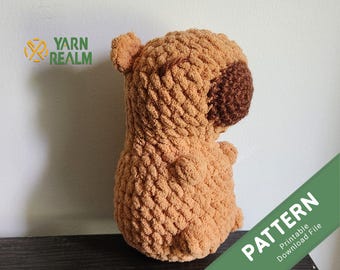 Chubby Capybara Crochet Pattern – Low Sew Amigurumi Plushy (PDF Pattern)