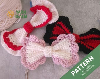 Lolita Head Bow(3 Styles) Crochet Pattern | Harajuku Japanese street Wear Bow Headband | PDF US Terms