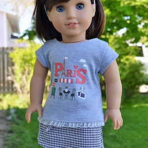 PARIS gray graphic t-shirt-fits like American Girl 18" Doll