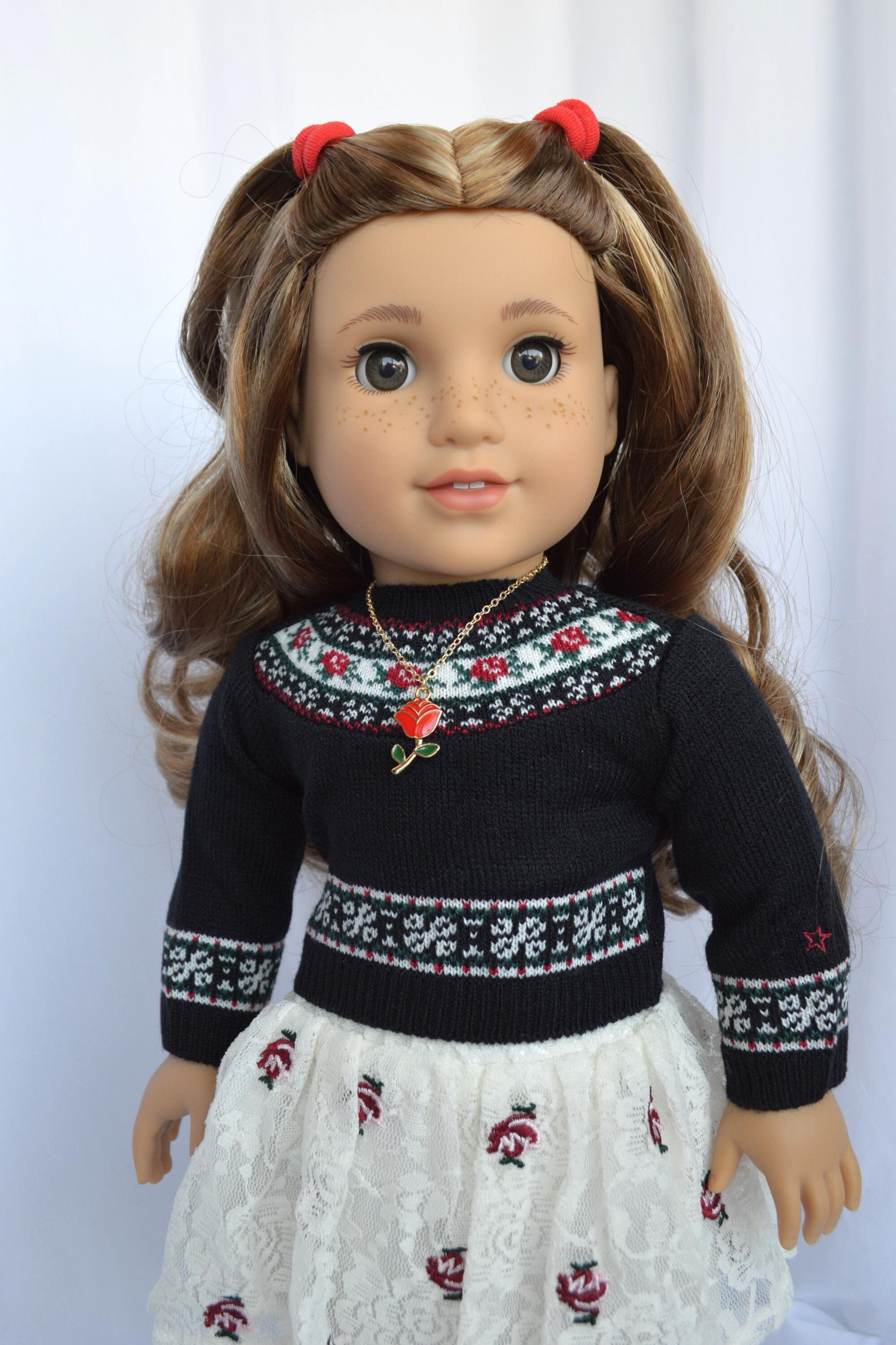 Holiday Elegance RED ROSE 18" Doll Necklace-fits like American Girl