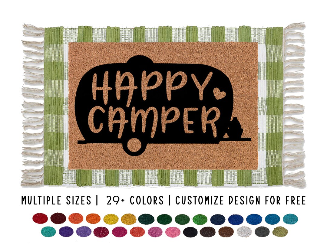 Happy Camper Doormat RV Mat Camp Trailer Doormat Etsy