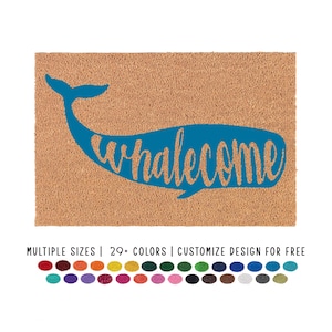 Felpudo Whalecome: Decoración náutica tropical, felpudo de bienvenida de verano