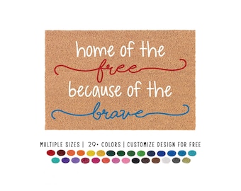 Home of the Free Because of the Brave Coir Doormat: USA Patriotic Decor