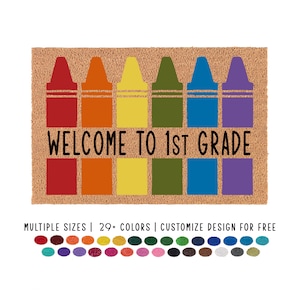 Crayon Doormat: Personalized Teacher Classroom Welcome Mat