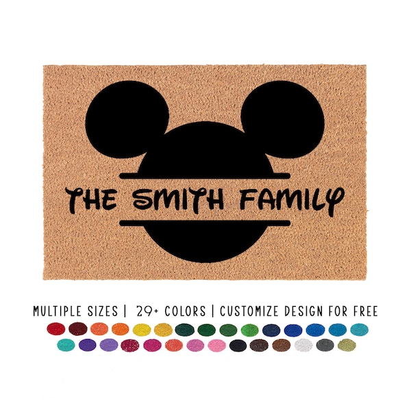 Disney Family Welcome Mat / Mickey Mouse Door Mat / Last Name Doormat / Disney Home Doormat / Custom Doormat