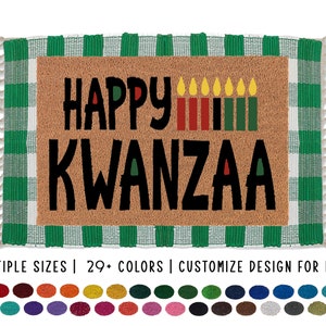 Happy Kwanzaa Doormat, Kwanzaa Welcome Mat, Kwanzaa Decor, Custom Doormat