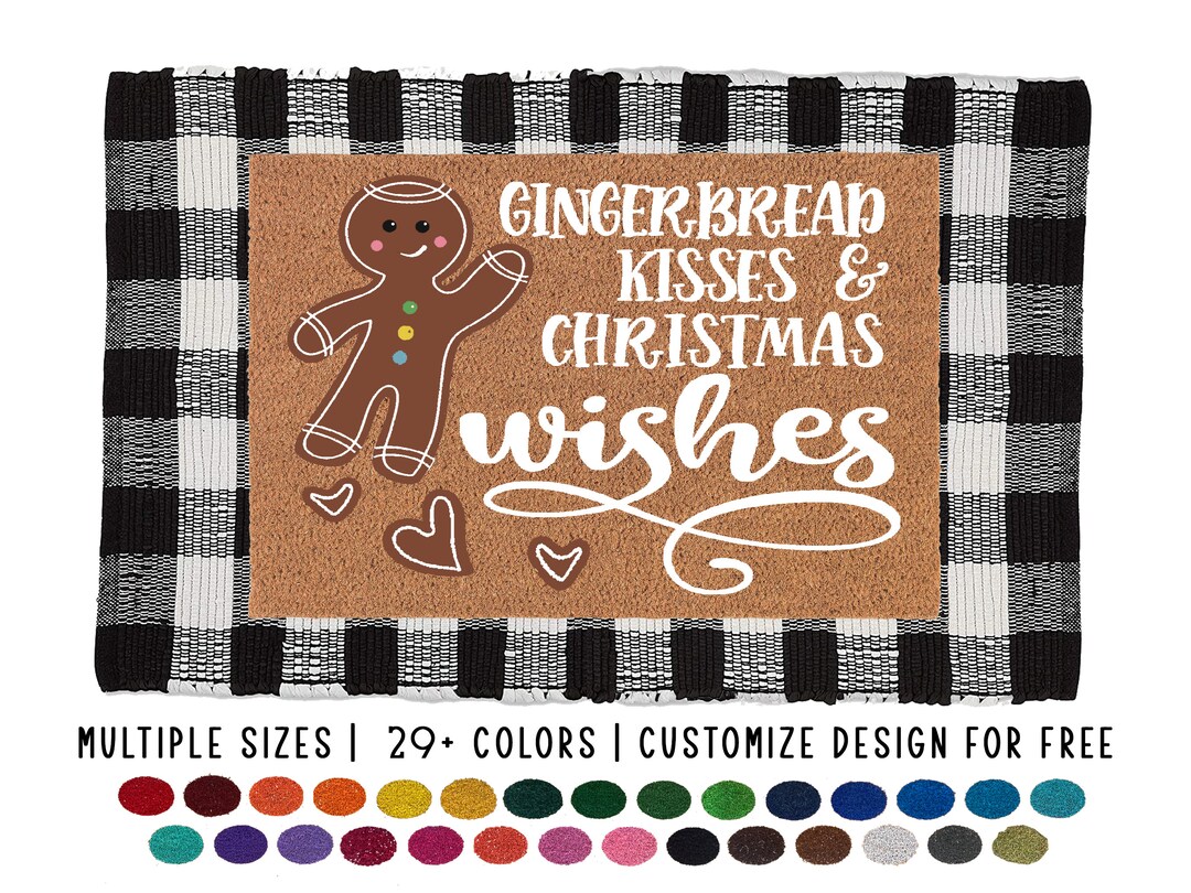 Gingerbread Doormat Gingerbread Kisses and Christmas Wishes Etsy