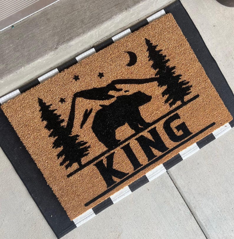 Cabin Doormat: Mountain Welcome Mat, Outdoorsman Gift, Personalized Last Name image 2