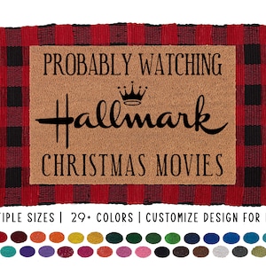 Probably Watching Hallmark Christmas Movie Doormat, Welcome Mat, Patio Rug image 1