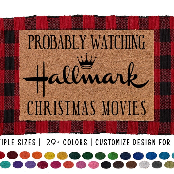 Probably Watching Hallmark Christmas Movie Doormat, Welcome Mat, Patio Rug