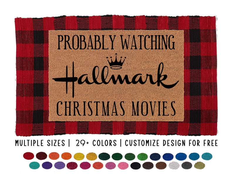 Probably Watching Hallmark Christmas Movie Doormat, Welcome Mat, Patio Rug image 1