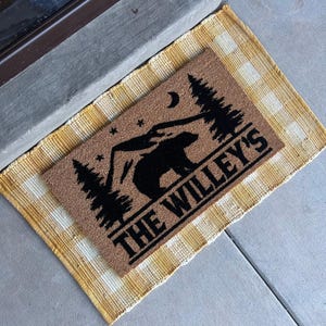 Cabin Doormat: Mountain Welcome Mat, Outdoorsman Gift, Personalized Last Name image 4