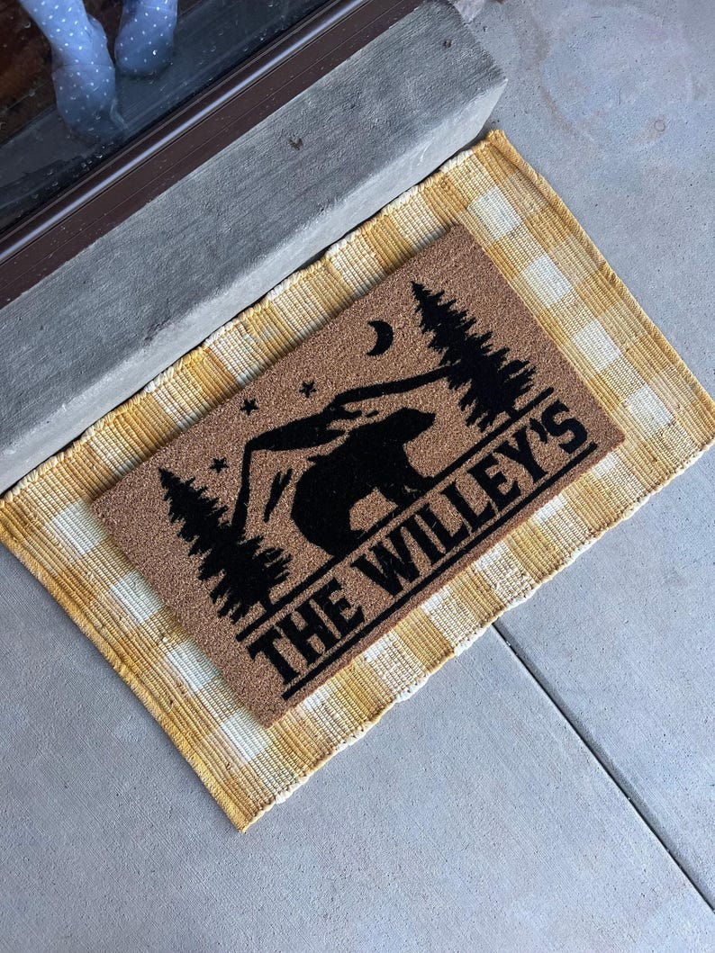 Cabin Doormat: Mountain Welcome Mat, Outdoorsman Gift, Personalized Last Name image 4