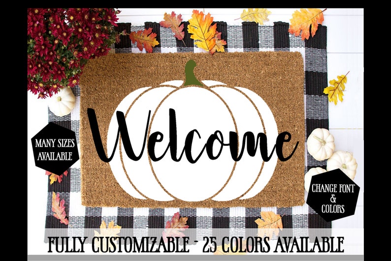 White Pumpkin Doormat Fall Mat Fall Decor Etsy