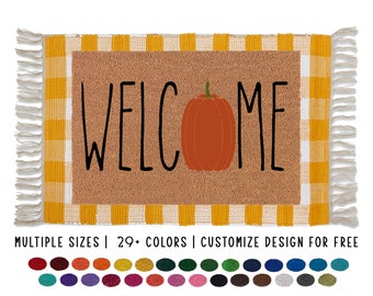 Welcome Pumpkin Doormat, Fall Welcome Mat, Pumpkin Door Mat, Custom Doormat