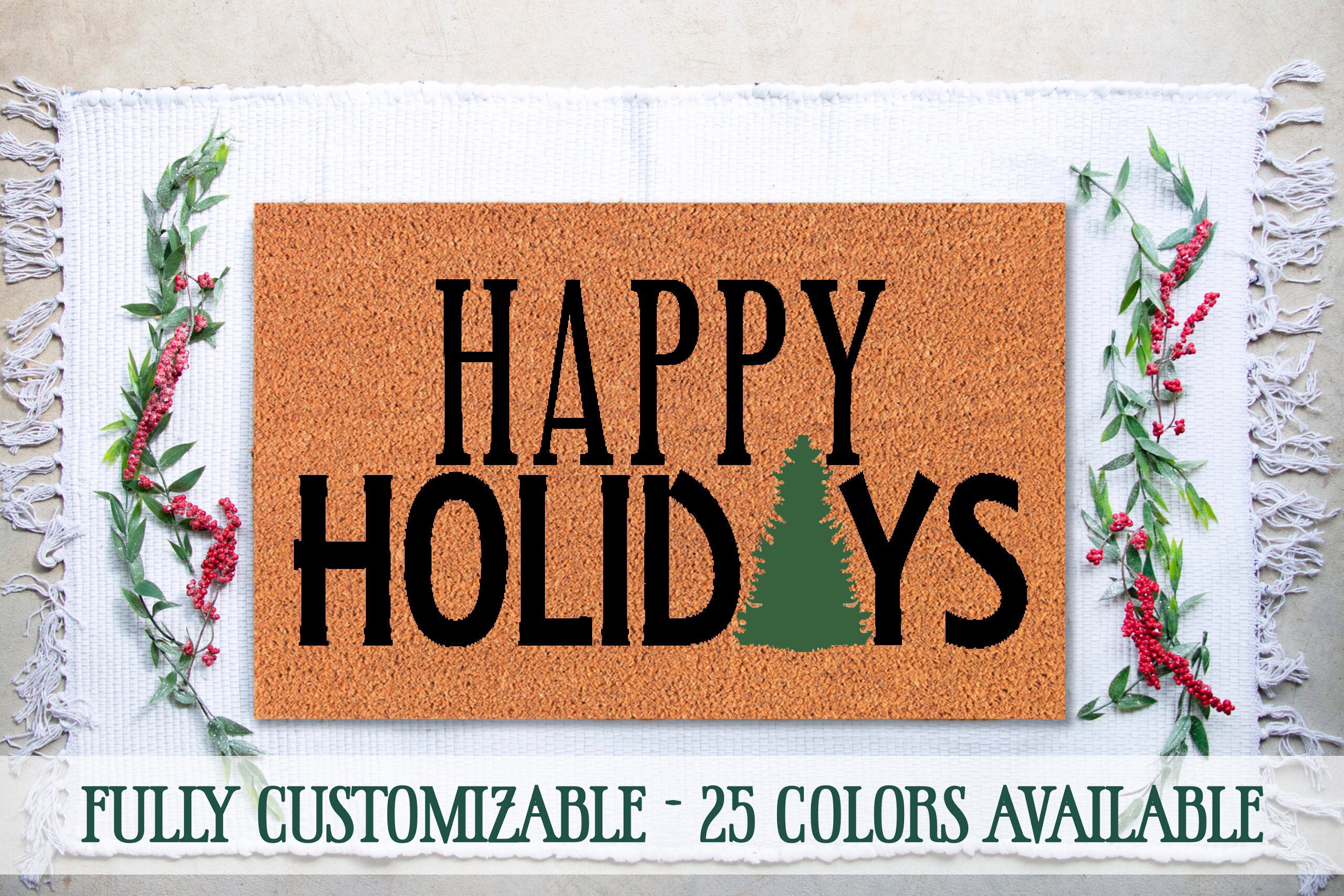Happy Holidays Doormat Christmas Mat XMAS Decor Etsy