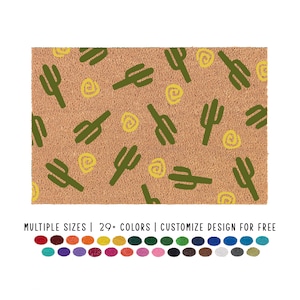 Cactus Sun Doormat, Western Welcome Mat, Summer Door Mat, Custom Doormat