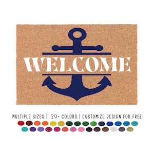 Anchor Welcome Doormat: Nautical Decor, Custom Colors