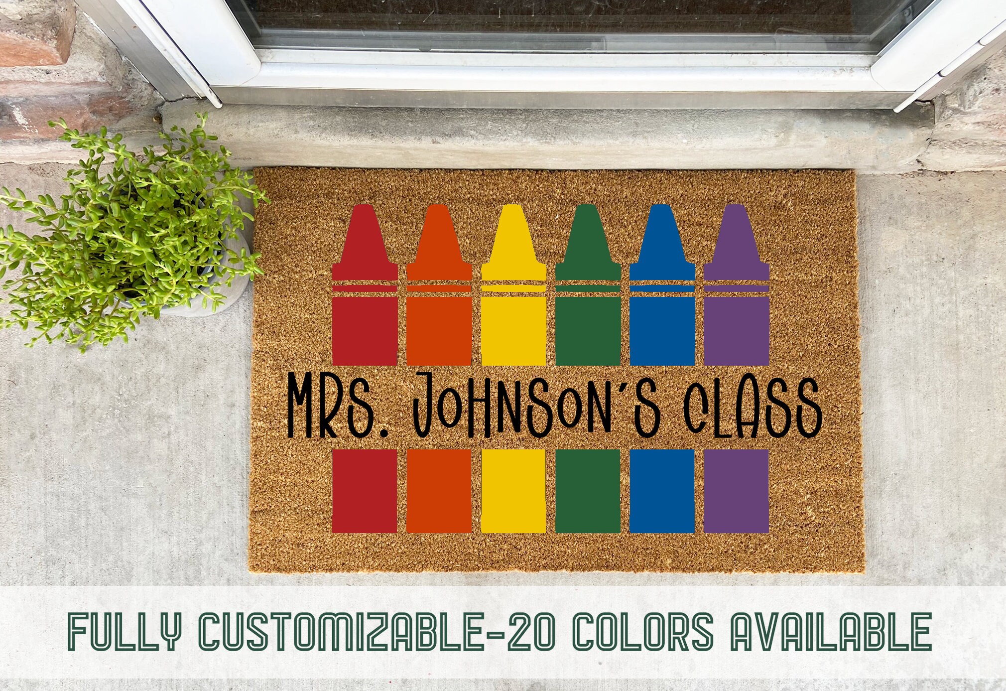 Teacher Classroom Doormat Unique Teacher Gift Crayon Coir Etsy
