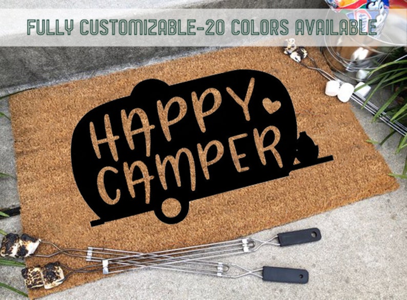 Happy Camper Doormat RV Mat Camping Door Mat Etsy