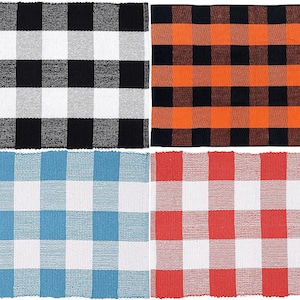 Cotton Layering Rugs, Handwoven Buffalo Plaid Rug, Plain, Stripes, Plaid Rug, Custom Doormat