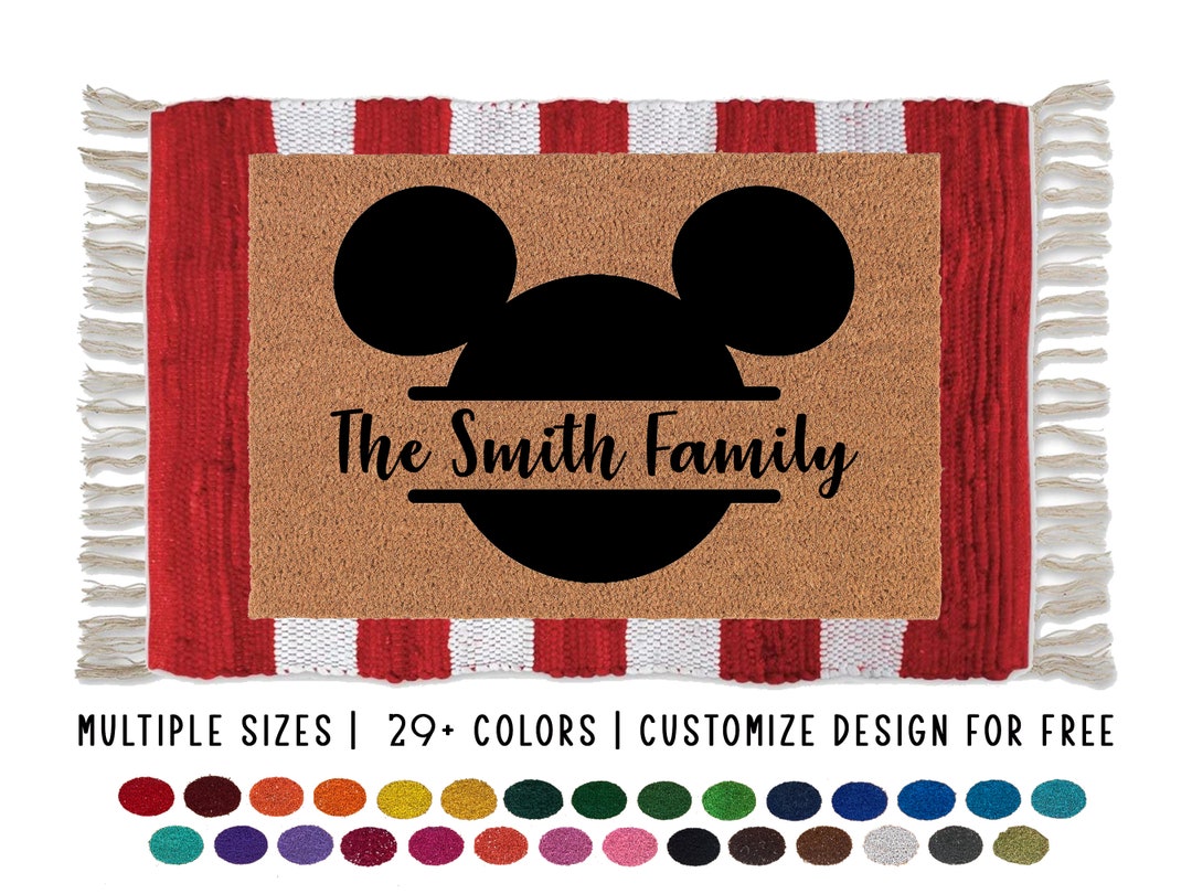 Disney Family Mat Mickey Mouse Door Mat Last Name Etsy