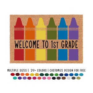 Crayon Doormat: Personalized Teacher Welcome Mat