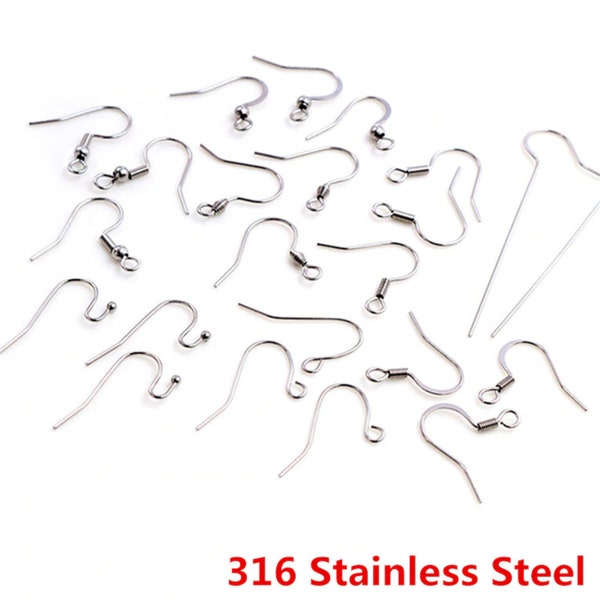 100pcs/lot 20x17mm (Never Fade)   316 Stainless Steel DIY Earring Findings Clasps Hooks Jewelry Making Accessories Earwire