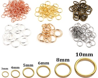 200pcs / Lot 3/4/5/6/7/8/10mm Métal BRICOLAGE Bijoux Découvertes Open Single Loops Jump Rings pour la fabrication de bijoux