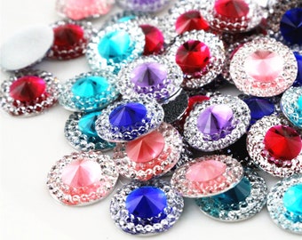 40pcs 10mm 12mm Mixed Color Flat Back Resin Cabochons Cameo Handmade Spacers For Diy Jewelry Making Supplies