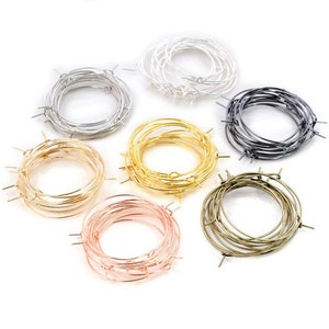 50pcs/lot 20 25 30 35 mm KC Gold Silver Color Hoops Earrings Big Circle Ear Hoops Earrings Wires For DIY Jewelry Making Supplies
