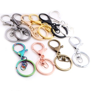 5pcs/lot 30mm Key Ring Long 70mm Popular classic 10 Colors Plated lobster clasp key hook chain jewelry making for keychain
