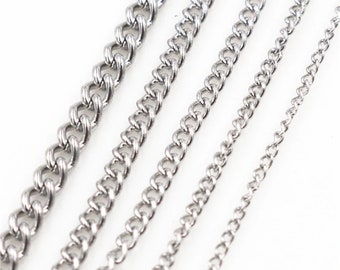 5 mètres/lot 1.6mm... 2,4 mm... 3.6mm Never Fade Chaînes de collier en acier inoxydable en vrac pour les découvertes de bijoux Fabrication de matériaux Fournitures faites à la main