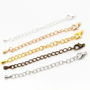 10pcs/lot 50 70mm Tone Extended Extension Tail Chain Lobster Clasps Connector For DIY Jewelry Making Findings Bracelet Necklace image 2