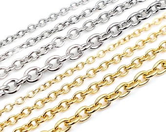 5 mètres/Lot Never Fade Stainless Steel Cross Necklace Chains Bulk For DIY Jewelry Findings Making Materials Handmade Supplies