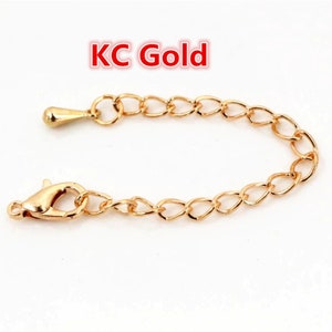 10pcs/lot 50 70mm Tone Extended Extension Tail Chain Lobster Clasps Connector For DIY Jewelry Making Findings Bracelet Necklace KC Gold