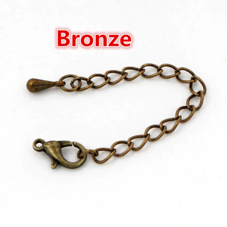 10pcs/lot 50 70mm Tone Extended Extension Tail Chain Lobster Clasps Connector For DIY Jewelry Making Findings Bracelet Necklace Bronze