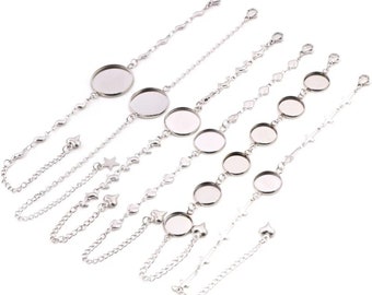 2Stk/Lot Edelstahl 316 Hochwertige Armreif Basis Armband Beschläge Tablett-Einstellung Cameo 12mm 14mm 16mm 18mm 20mm